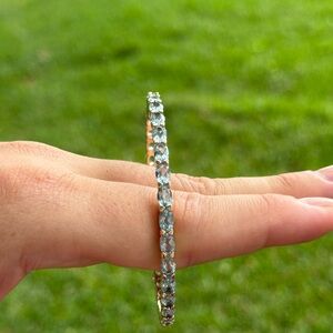 18K gold plated solid 925 Genuine Topaz Bangle